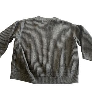 H&M Unisex Boy Girl Green Marled Boxy Rib Knit Cotton Sweater size 4-6